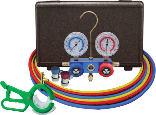 MASTERCOOL MTC-98661-PRO R12/R134A Alum. Manifold, Man. Couplers, 2 X 60" Hoses, W/ Free 85530