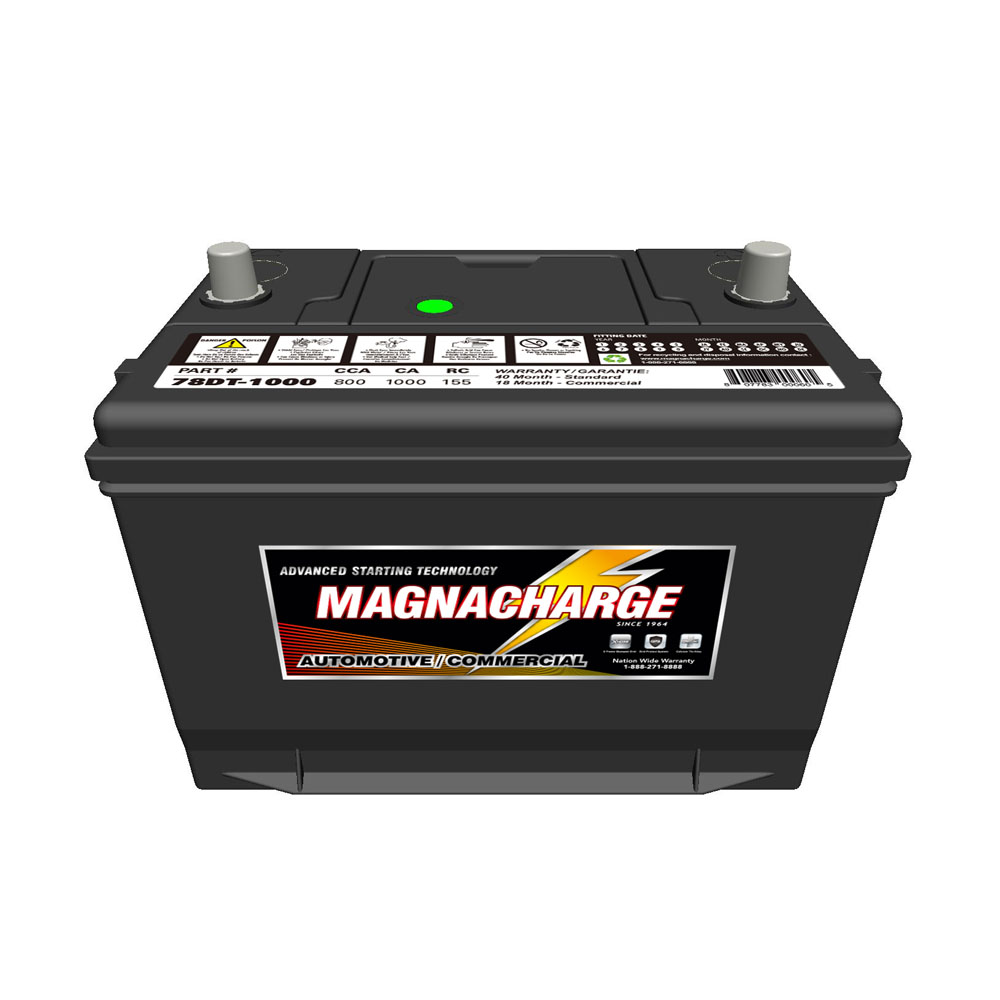 Magnacharge 78DT-1000 Group 78DT, Automotive Starting Battery, 800CCA, 1000CA, 155RC