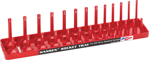 HANSON GLOBAL Han-3801 3/8" Drive Sae Regular & Deep Socket Holder - Red