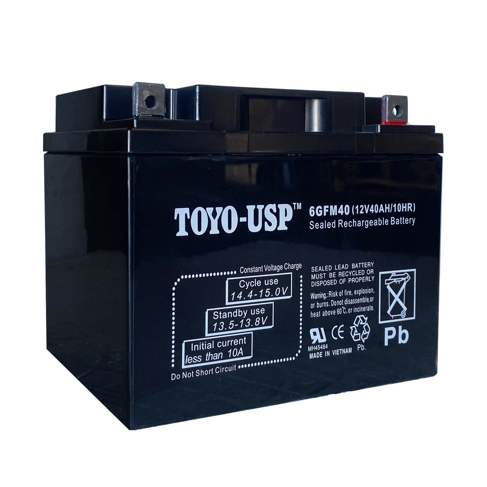 Toyo / Energy Plus 12V 40Ah (6GFM40) SLA Battery DROP-IN With B3 Nut and Bolt Terminal