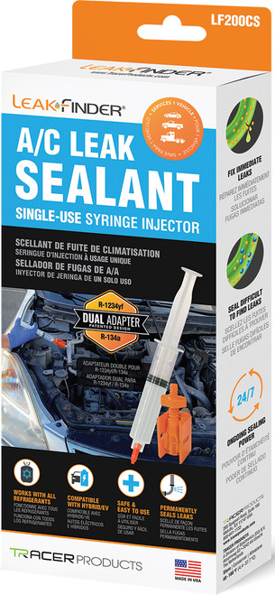 LEAKFINDER LKF-LF200CS A/C Leak Sealant Single-Use Syringe Injector For R-134A Or R-1234Yf Systems