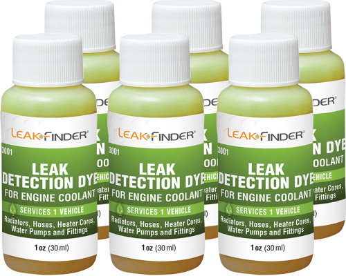 LEAKFINDER LKF-LF3001 Coolant Leak Detection Dye, (6) 1 Oz (30 Ml) Bottles
