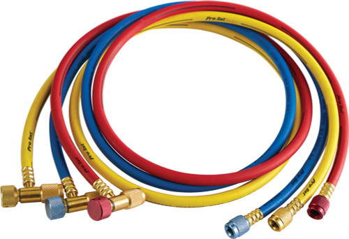 CPS CPS-HP5NG 3-Pack Premium Refrigerant Charging Hoses With Safemate™ Valves , 1/4", 5-Ft., Red, Yellow, Blue