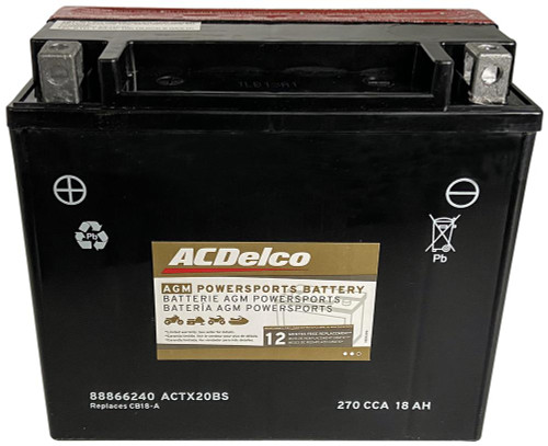 ACDelco ACDACTX20BS 20-BS Motorcycle Battery – Standard Warranty, 270 CCA