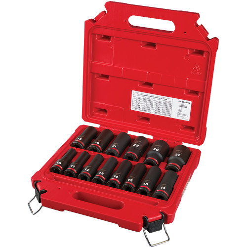 MILWAUKEE Mlw-49-66-7014 14-Pc 1/2" Drive, 6 Pt. Metric Deep Impact Socket Set, 10Mm – 27Mm