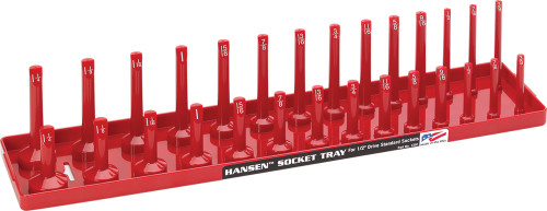 HANSON GLOBAL Han-1201 1/2" Drive Sae Regular & Deep Socket Holder - Red