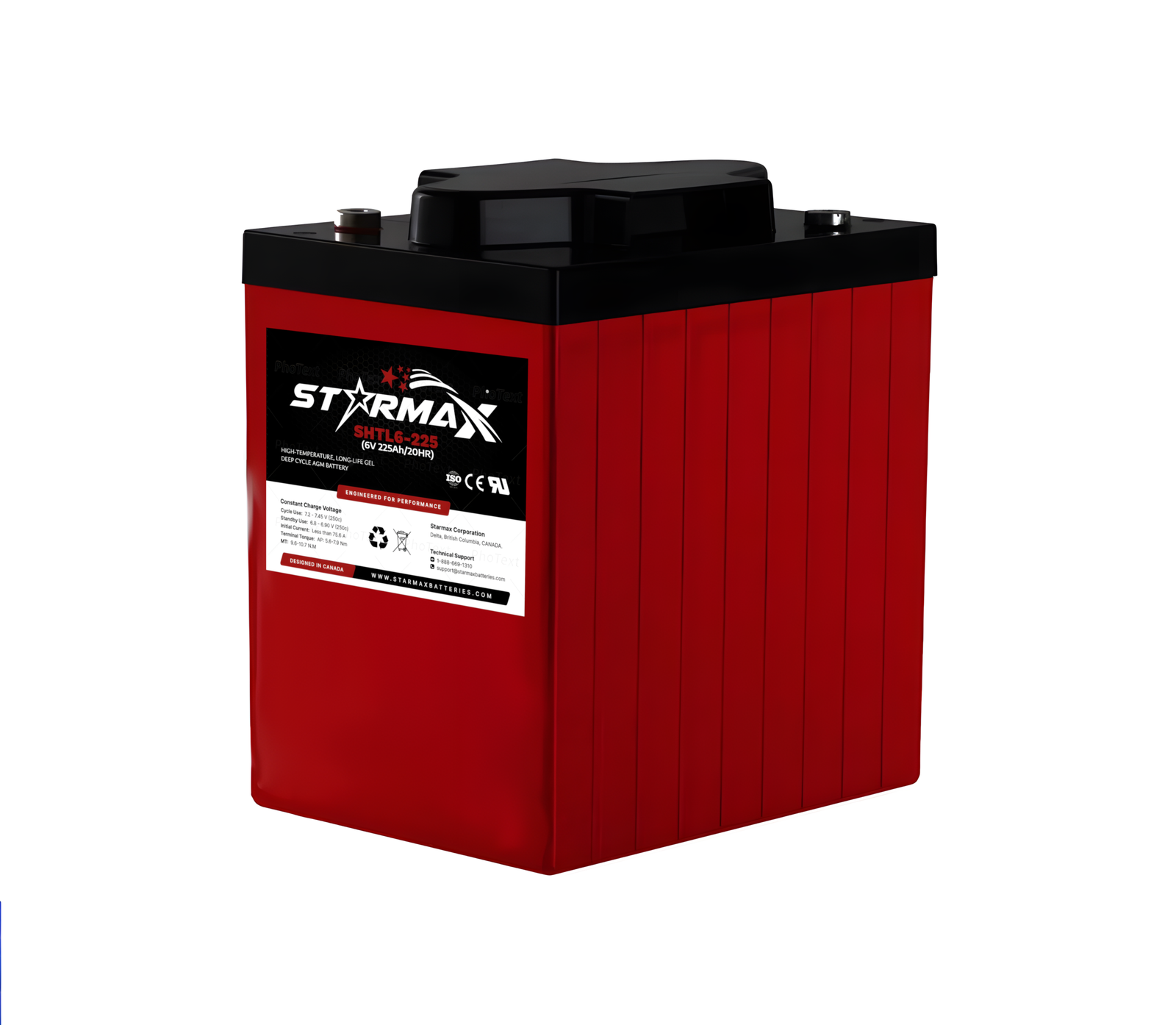 Starmax SHTL6-225 6V 225Ah High-Temperature GEL Deep Cycle AGM Battery