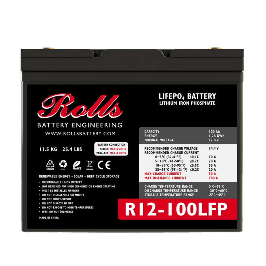 Rolls R12-100LFP 12V 100Ah LIFEPO4 Lithium Battery - Group 24