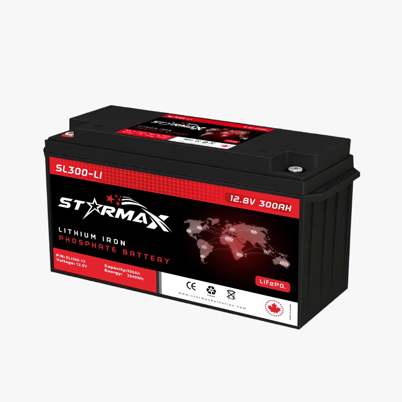 Starmax STL12-300-CW 12V 300Ah Cold Weather LiFePO₄ Deep Cycle Lithium Battery