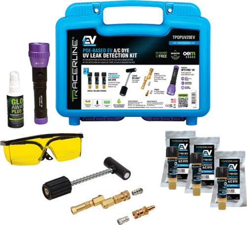 TRACERLINE HBF-TPOPUV20EV Poe-Based Ev A/C Dye Complete Uv Leak Detection Kit, Compatible With R1234Yf & R134A