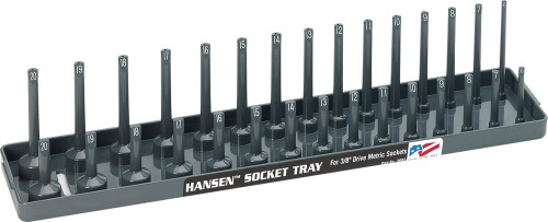 HANSON GLOBAL Han-3802 3/8" Drive Metric Regular & Deep Socket Holder - Grey