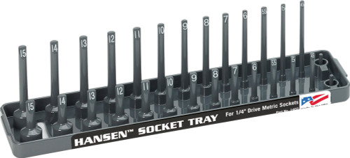 HANSON GLOBAL Han-1402 1/4" Drive Metric Regular & Deep Socket Holder - Grey