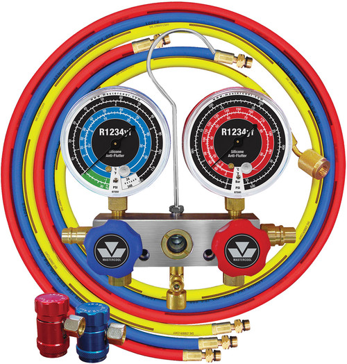 MASTERCOOL MTC-83272 R1234Yf Aluminum Manifold Gauge Set W/ 72" Hoses, R1234Yf Couplers